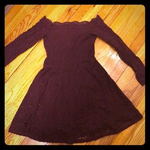 Hollister off-the-shoulder maroon skater dress